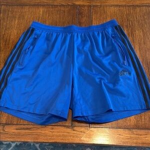 Adidas Blue and Black Athletic Shorts with Signature Stripes size XL